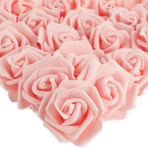 100 Pack Pink Artificial Flowers, Bulk Stemless Fake Foam Roses
