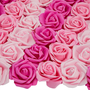 100 Pack Pink Artificial Rose Flower Heads for Wall Decoration