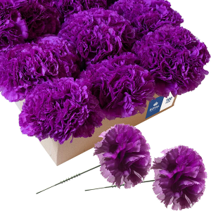 100 Purple Silk Carnations, Artificial Fake Flower for Bouquets