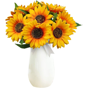 10pcs Faux Silk Sunflower Bulk for Wedding Bouquet