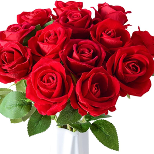 12 PCS Artificial Red Roses Flowers for Valentine's Day