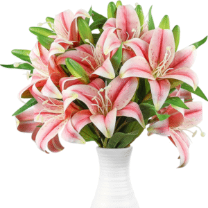12 Pcs Pink Artificial Lily Flower