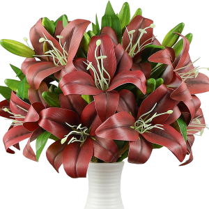 12 Pcs Red Artificial Lily Flower
