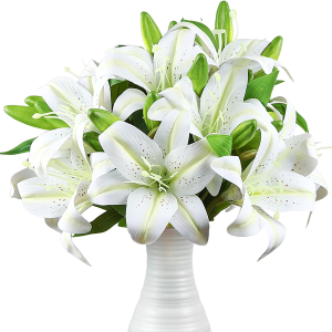 12 Pcs White Artificial Lily Flower