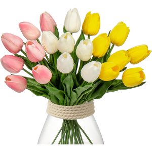 20 Pcs Artificial Tulips Flowers Mixcolor Real Touch Fake Tulips Fake Flowers