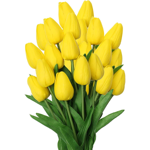 20 Pcs Yellow Tulips Artificial Flowers