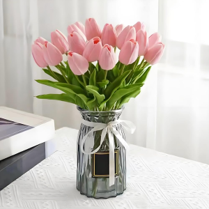 20PCS Artificial Tulips Real Touch PU Fake Tulips Flower Arrangement Bouquets for Home Party Decoration