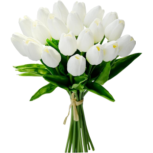 20pcs White Flowers Fake Tulips Artificial Flowers Silk Tulips