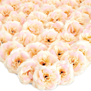 50 Pack Champagne Roses Artificial Flowers Bulk