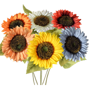 6PCS Sunflowers Artificial Flowers, 20 Inch Silk Fake Sunflowers