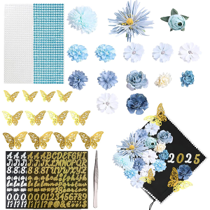 Artificial Flower Arrangement Graduation Cap Decorations Set
