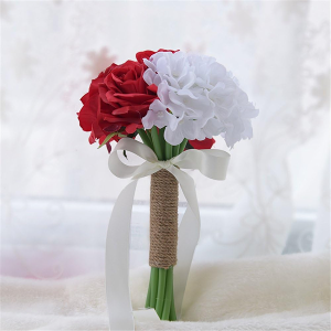 Artificial Romantic Red White Wedding Bouquet
