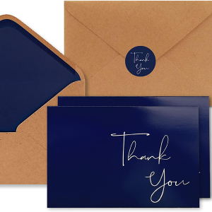 BGTCARDS 40 Navy Blue Thank You Cards with Envelopes