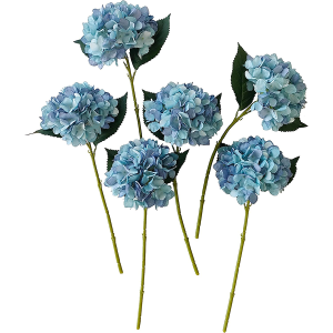 Blue Hydrangea Artificial Flowers,6 Pcs Faux Hydrangea Flowers