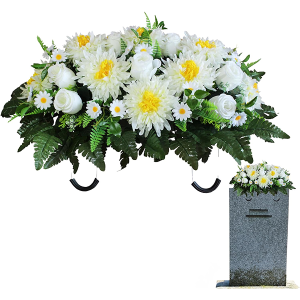 Cemetery Flowers - Outdoor Grave Decorations Cemetery Headstone Saddle Flower