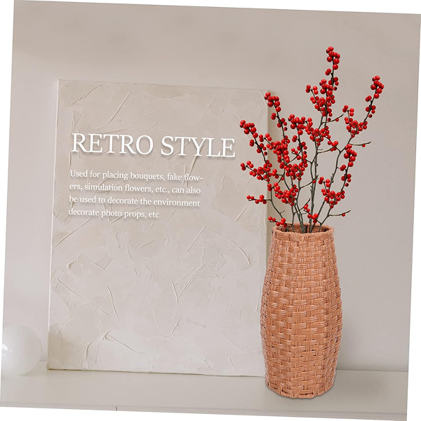 DECHOUS Woven Flower Arrangement Vase Vintage Decorative Basket for Home - Image 3