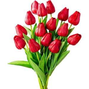 DecoForU 15 Pcs Artificial Tulips Flowers Real Touch Fake Flowers