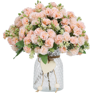 DuHouse Carnation Artificial Flowers,6 Bundles Small Bulk Fake Flower