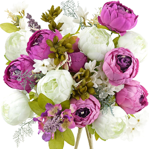 FiveSeasonStuff Vintage Artificial Peonies Silk Flowers