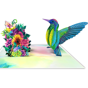 GREETING ART Birthday Hummingbird Pop Up Card for Women