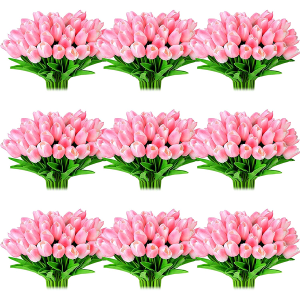 Jexine 100 Pcs Artificial Real Touch Tulips Fake Tulips Artificial Tulip Flower