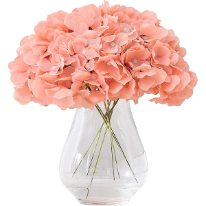 KISLOHUM Artificial Hydrangea Flowers Coral Heads