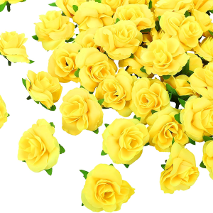 Kesoto 50pcs Yellow Roses Buds Artificial Flowers Bulk