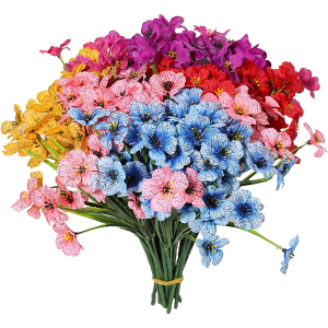 KyeeaDIY 18 Stems Violet Fake Flowers Artificial Flower Set Simulation Outdoor