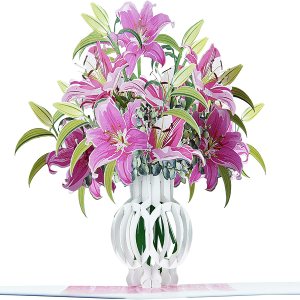 Lilies in Vase Flower Pop Up Birthday Card, Valentine's Day Card