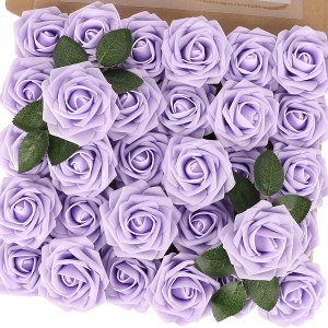 MACTING Lavender Artificial Flower Roses 30PCS