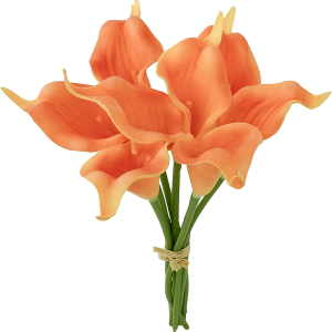 Mandy's 20pcs Orange Flowers Artificial Calla Lily Silk Fake Flowers 13.5" for Mother's Day