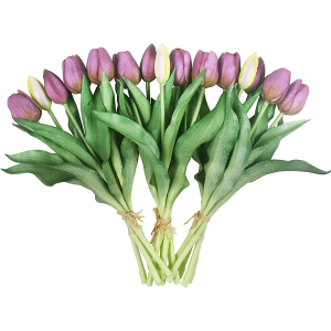 Moderspace 15pcs Artificial Tulips Flowers, Fake Tulips Real Touch