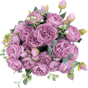 NINAT 4 Pack Purple Peony Artificial Flowers