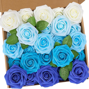 N&T NIETING Artificial Flowers, 25pcs Real Touch Fake Flowers Foam Roses for Mothers Day