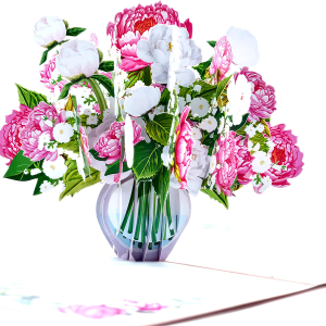 Pink Peony Flower Bouquet Pop Up Card