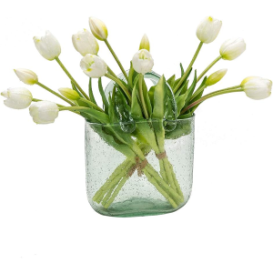 Real Touch Latex Tulips – 15‑Piece White Artificial Flower Bouquet