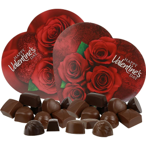 Romantic Milk and Dark Chocolate Truffles Assortment, Valentine's Day Red Rose Gift Box