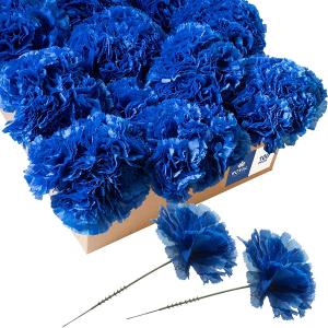 Royal Imports 100 Royal Blue Silk Carnations