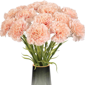 Rzoukler Light Pink Carnations Fake Flowers 15PCS Silk Carnations Artificial Flowers
