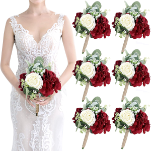 SEMONONIA Artificial Flowers Wedding Bouquets for Bridesmaid