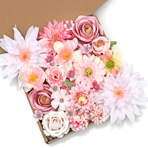 SOMYTING Artificial Flower Heads 48pcs Small Fake Flowers Mix Silk Flowers