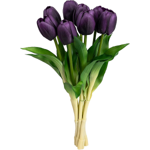 Softflame Artificial Fake Faux Flowers - Tulip Purple 8PCS