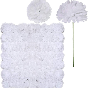 Supla 100 Pack Artificial Carnation Flowers Picks Bulk White Carnations Stems