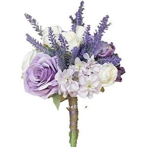 Sweet Home Deco Silk Mixed Floral Rustic Wedding Bouquet in Lavender