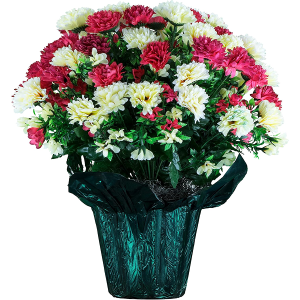 Sympathy Silks Memorial Artificial Flowers Weighted Pot Bouquet Decoration