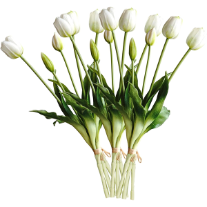 Tulips Artificial Flowers, 3 Bouquets Decorative PU Real Touch