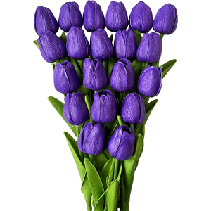 UKELER 24 Pcs Artificial Tulip Flowers Purple Fake Tulips