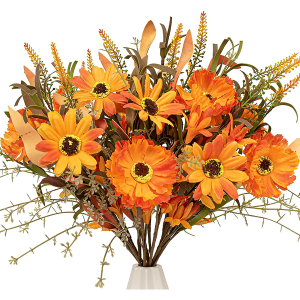 VioletEverGarden 12 Pack Artificial Fall Flowers Orange