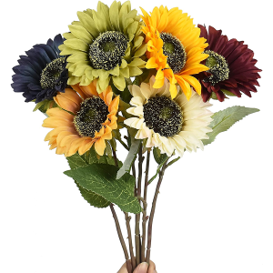 WISTART Multicolor Artificial Sunflower Flowers 6pcs