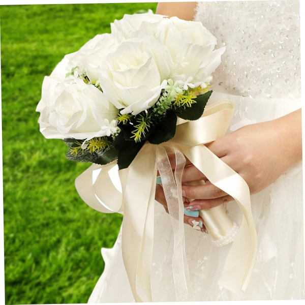 Wedding Bouquet, 24cm/9.5inch Artificial Rose - Image 4
